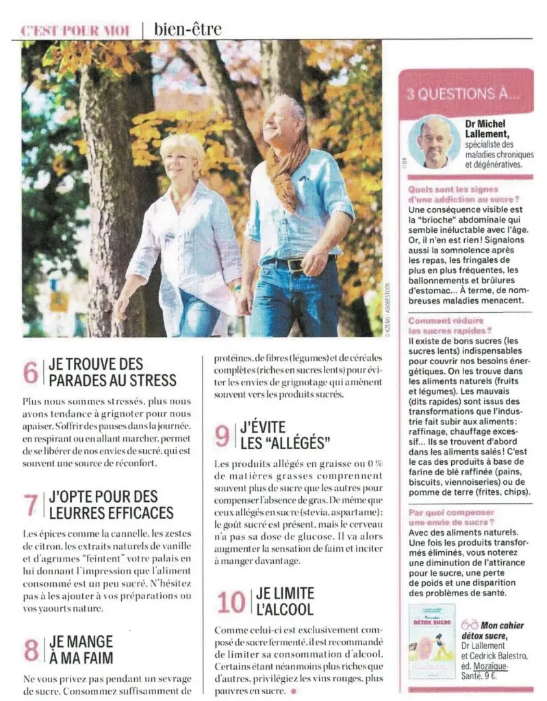 Magazine pleine vie sucre addiction dr lallement michel cesam
